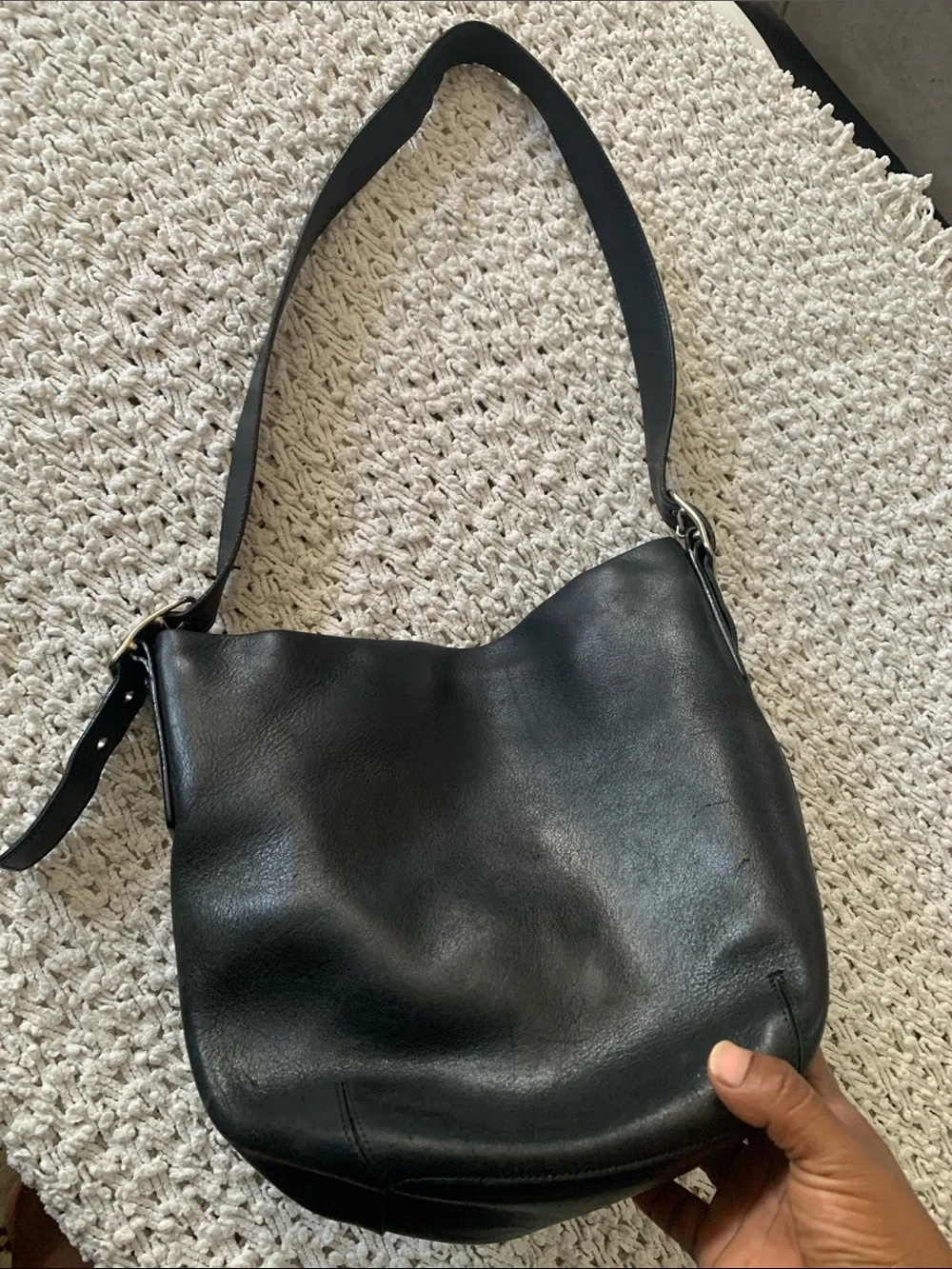 Coach Black Leather Hobo Shoulder Bag